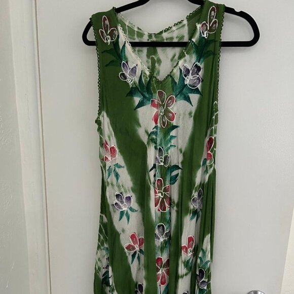 Private Label Dresses & Skirts - Green Floral Sundress, Below Knee Size Large NEW  j1